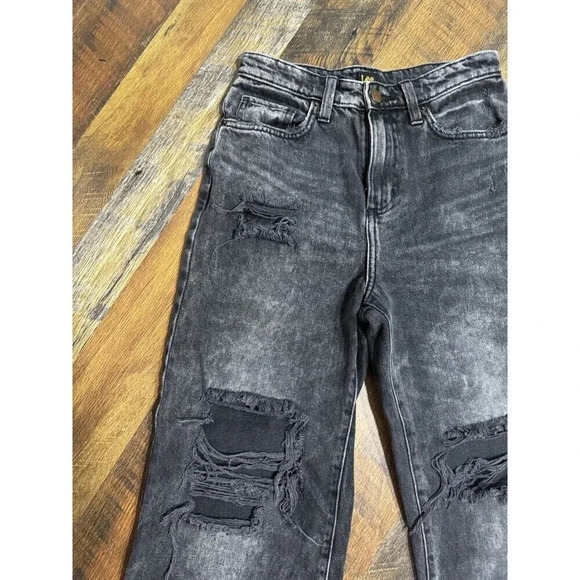 Lee High Rise Black Jeans Wide Leg Jeans Size 26 Cropped - Picture 3 of 9